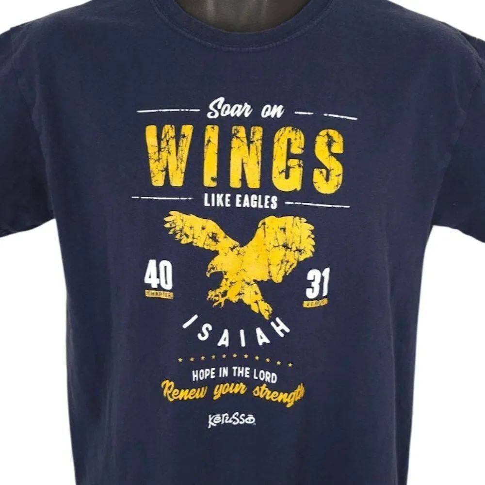 Christian T Shirt Mens Size Medium Blue Soar On Wings Like Eagles Kerusso